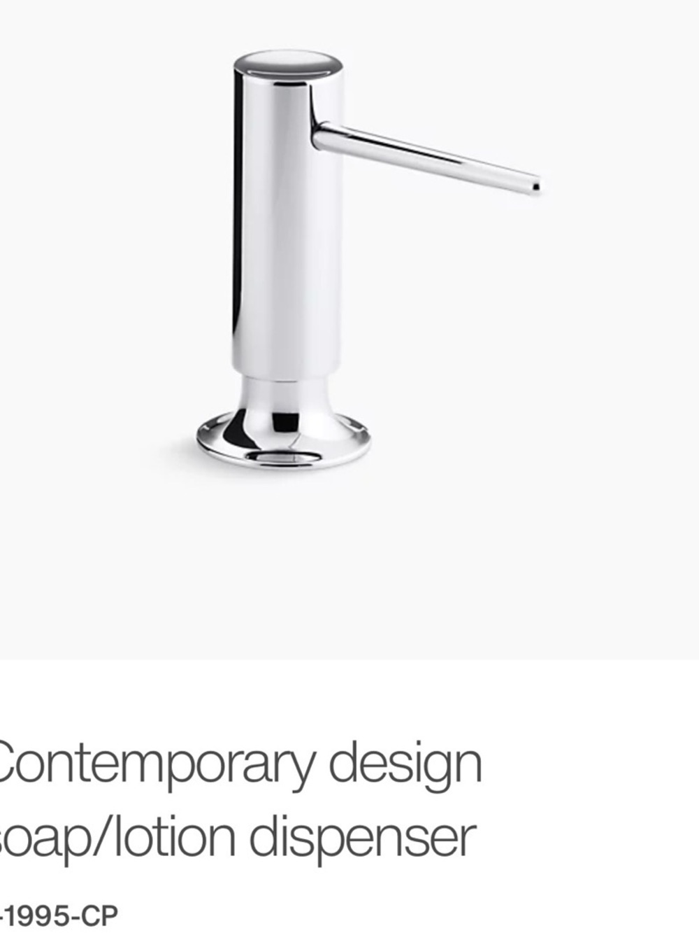New Kohler Chrome Single-Handle Soap/Lotion Dispenser K-1995